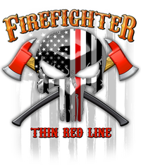 Firefighter Thin Red Line Flag Skull T-Shirt